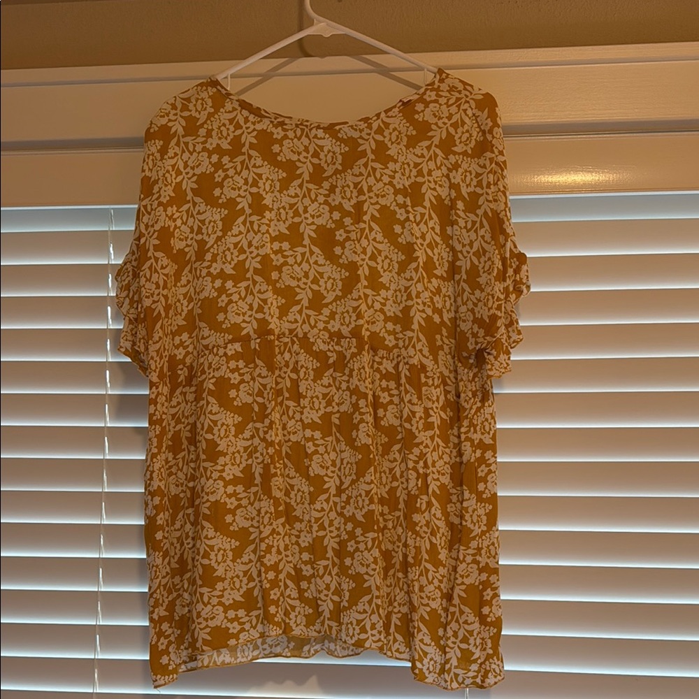 Tan Ruffled Relaxed Blouse